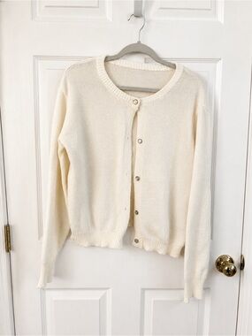 Classic Cream Button-Front Women's Sweater Cardigan